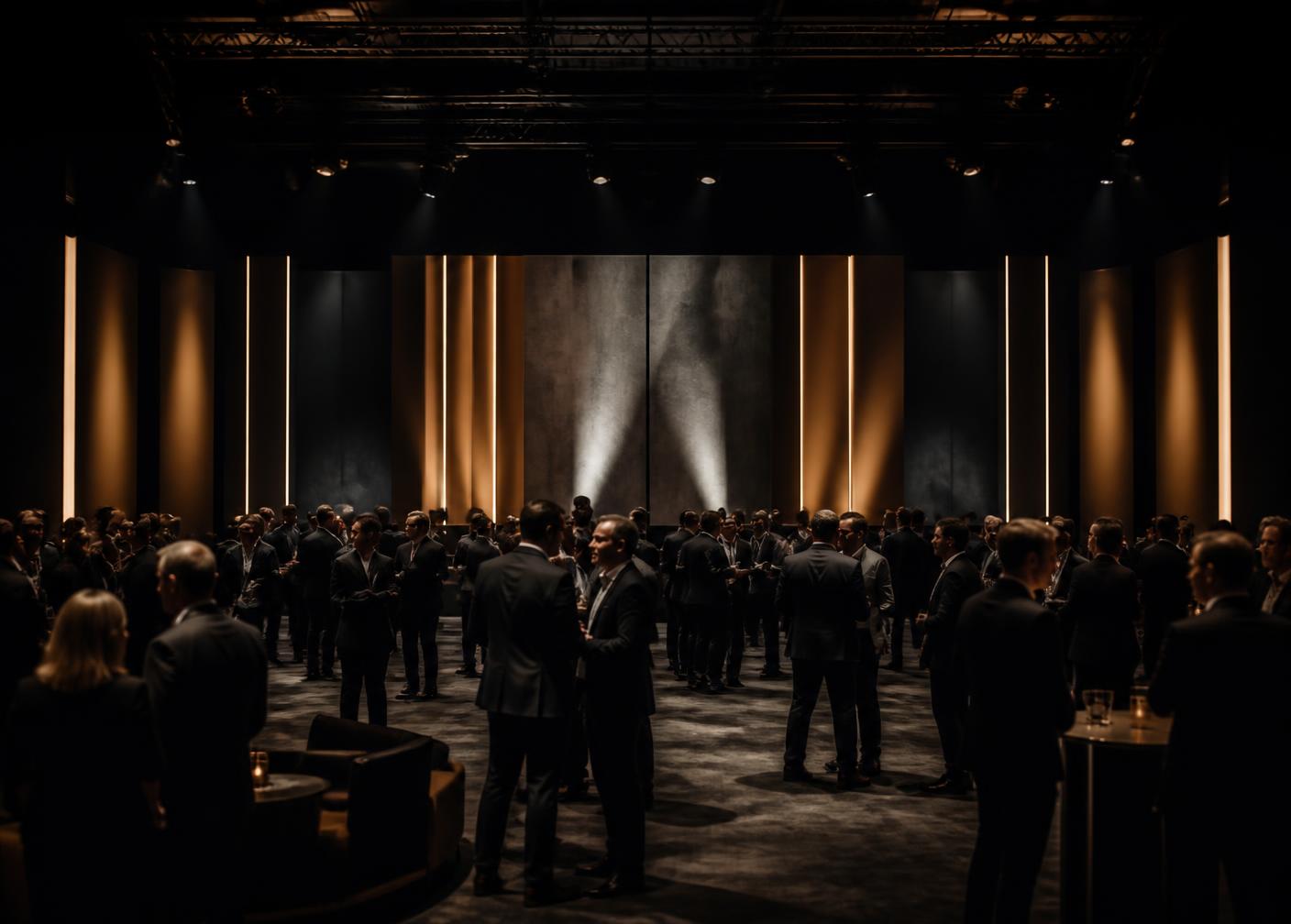Evento empresarial com profissionais em networking